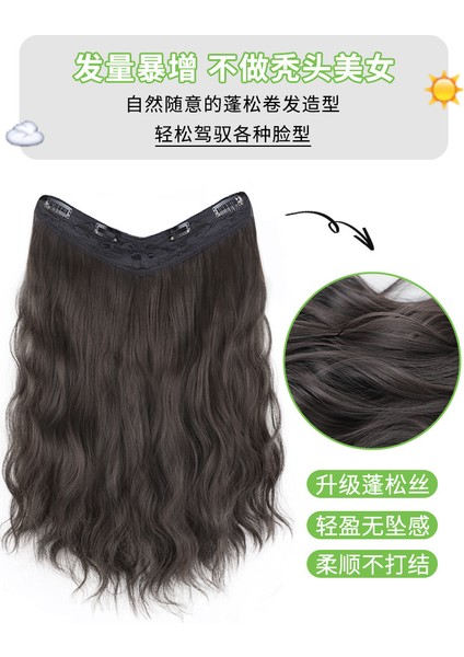 Tek Parça Dikişsiz Saç Uzatma Peruk Kadın Doğal Simülasyon Görünmez Saç Artış Su Dalgalanma Saç Uzatma Yüz Görünümlü Küçük Peruk (Yurt Dışından) modelleri