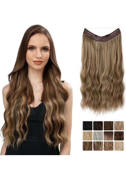 Avrupa ve Amerikan Tarzı Peruk Kadın Mısır Bigudi Balıkçılık Ipliği Uzun Kıvırcık Saç Kimyasal Fiber Saç Uzatmahalo Saç Perukperuk Seti (Yurt Dışından)