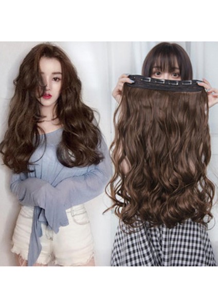 Peruk Seti Tek Parça Kadın Uzun Kıvırcık Saç Büyük Dalga Uzun Saç Düz Saç Görünmez Net Kızıl Saç Uzatma Kabarık Doğal Peruk (Yurt Dışından)