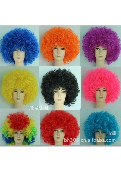 Afro Hayranları Renk Göndermek Peruk Festivali Peruk Performans Topu Malzemeleri Palyaço Peruk Çok Renkli (Yurt Dışından)