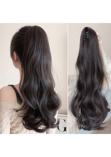 Peruk At Kuyruğu Kadın's Uzun Kıvırcık Saç Kavrama Büyük Dalga Yapay Saç Tembel Yaz Internet Şöhret Düşük Bağlar Orta Uzunluk Örgü Büyük Rulo (Yurt Dışından)