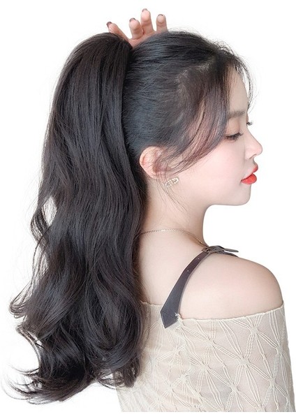 Peruk At Kuyruğu Kadın's Uzun Kıvırcık Saç Kavrama Büyük Dalga Yapay Saç Tembel Yaz Internet Şöhret Düşük Bağlar Orta Uzunluk Örgü Büyük Rulo (Yurt Dışından) indirimleri