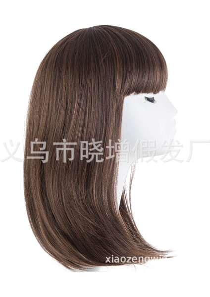 Yüksek Sıcaklık Fiber Peruk Açık Altın Orta Uzunlukta Düz Saç Patlama Yüz Onarım Siyah Gerçekçi Kız Iç Toka Jiafa (Yurt Dışından) fırsatları
