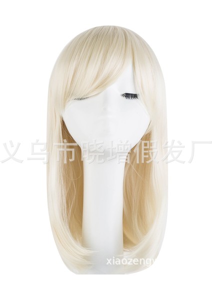 Yüksek Sıcaklık Fiber Peruk Açık Altın Orta Uzunlukta Düz Saç Patlama Yüz Onarım Siyah Gerçekçi Kız Iç Toka Jiafa (Yurt Dışından) indirimleri