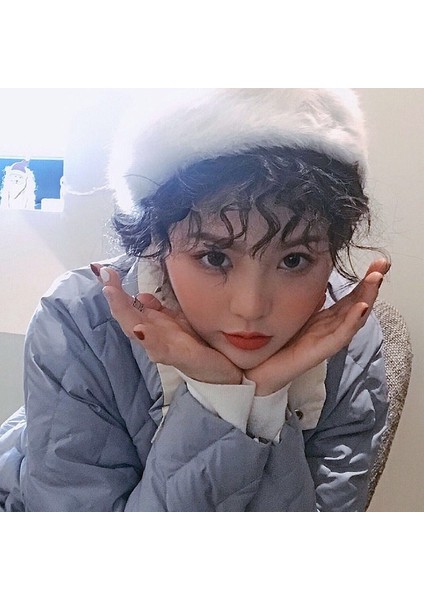 Patlama Peruk Kadın Sevimli Sevimli Küçük Bukleler Sahte Patlama Doğal Nefes Teddy Küçük Hacimli Kabarık Saç Uzatma (Yurt Dışından)