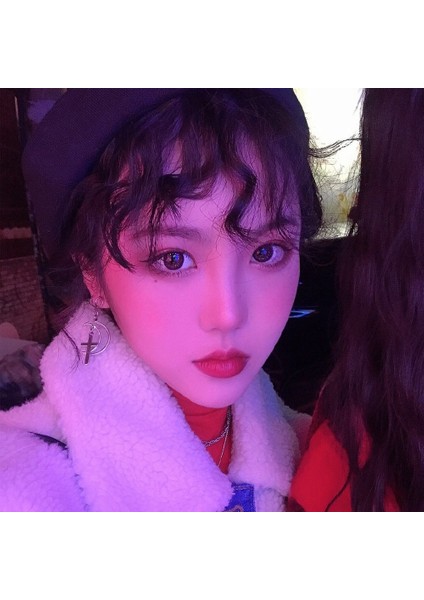 Patlama Peruk Kadın Sevimli Sevimli Küçük Bukleler Sahte Patlama Doğal Nefes Teddy Küçük Hacimli Kabarık Saç Uzatma (Yurt Dışından) modelleri