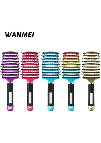 Kavisli Bacalı Tarak Saç Fırçası Profesyonel Kızlar Saç Derisi Masaj Tarak Kadınlar Için Islak Kıvırcık Detangle Salon Kuaförlük Şekillendirici (Yurt Dışından)