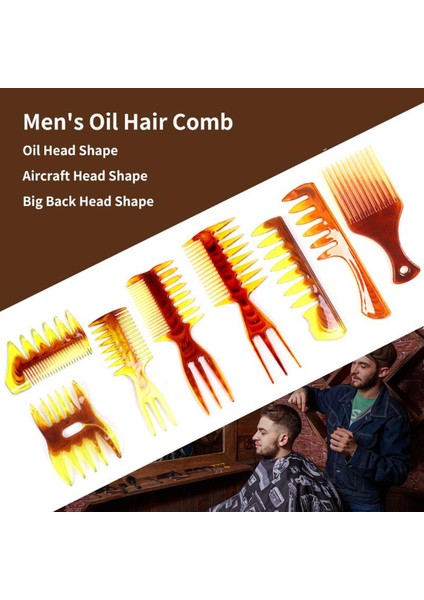 Erkek Retro Yağ Saç Tarak Seti Profesyonel Kuaförlük Salonu Şekillendirici Düz Saç Combs Adam Berber Saç Bakımı Tarzı Aracı (Yurt Dışından)