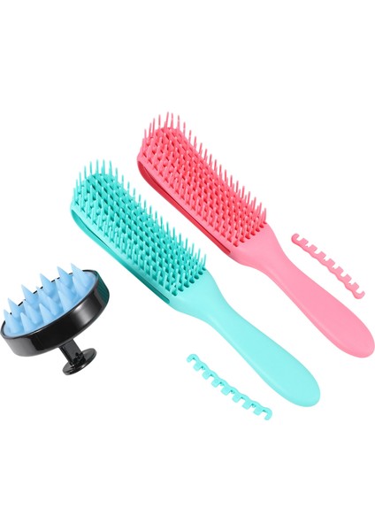 Adet Dolaşık Açıcı Fırça Seti Saç Derisi Masaj Fırçası Dolaşık Açıcı Fırça Saç Dolaşık Açıcı Için Afro 3A Ila 4c Kıvırcık Saç Fırçası (Yurt Dışından)