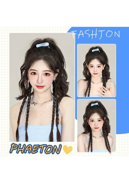 Tatlı Serin Boks Örgü Peruk Kadın Kavrama Klip Tipi Yarı Bağlı Şelale Kabarık Kıvırcık Saç Yüksek Kafatası Üst Simülasyon At Kuyruğu Tek Parça (Yurt Dışından) modelleri