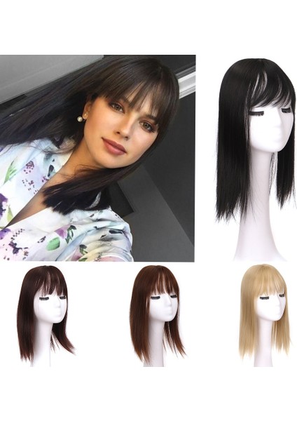 Peruk Kadın Saç Değiştirme Kafa Üst Postiş Düz Saç Kısa Düz Saç Gerçekçi Doğal Kapak Gri Saç (Yurt Dışından)