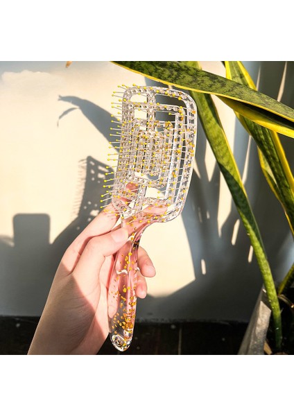 Şeffaf Glitter Toz Büyük Kavisli Tarak Içi Boş Kaburga Tarak Bayanlar Düz Kıvırcık Saç Kabarık Şekillendirici Tarak (Yurt Dışından) modelleri