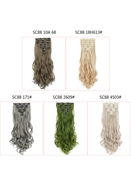 Avrupa ve Amerikan Tarzı Kimyasal Elyaf Yedi/7 Set Postiş Klip Uzun Kıvırcık Saç Yüksek Sıcaklık Fiber Saç Atkı 16 Kart Kimyasal Elyaf Saç Uzatma Peruk (Yurt Dışından) modelleri