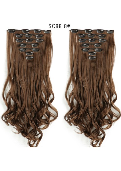 Avrupa ve Amerikan Tarzı Kimyasal Elyaf Yedi/7 Set Postiş Klip Uzun Kıvırcık Saç Yüksek Sıcaklık Fiber Saç Atkı 16 Kart Kimyasal Elyaf Saç Uzatma Peruk (Yurt Dışından) indirimleri