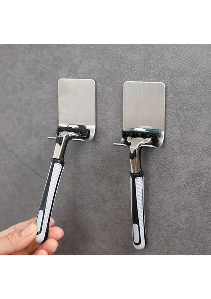 【eğlencelı Lıve】 1 Adet Banyo Paslanmaz Çelik Yumruk Ücretsiz Jilet Tutucu Depolama Kanca Duvar Erkekler Tıraş Tıraş Makinesi Raf Banyo Jilet Raf Duvar Gy (Yurt Dışından)