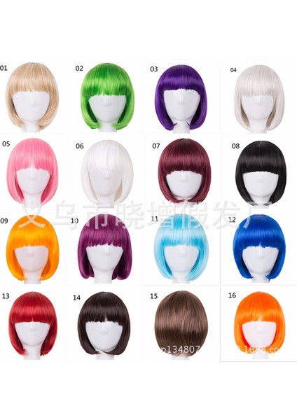 Anime Peruk Yeşil Bobhaircut Qi Yan Patlama Bobo Renk Çünkü Kısa Saç 16 Renk (Yurt Dışından) fırsatları