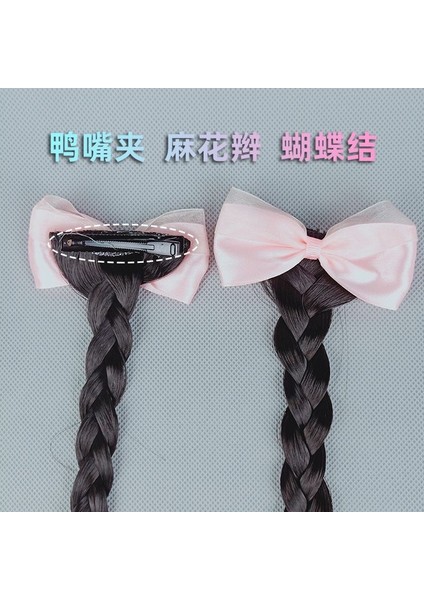 Çocuk Peruk Örgü Tokalarım Yay Prenses Headdress Kızlar Büküm Uzun Örgü Peruk Yüksek At Kuyruğu (Yurt Dışından) modelleri