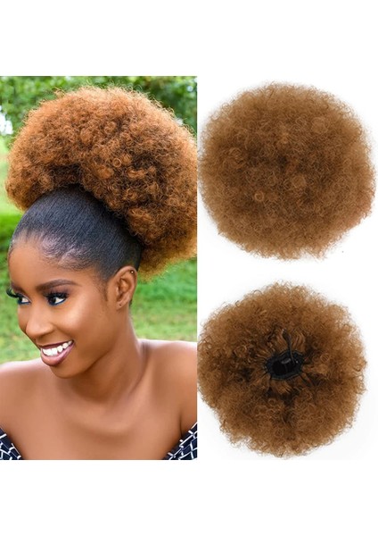 10 Inç Afrika Chignon Afro Afro Saç Topuz At Kuyruğu Xuchang Tam Kafa Peruk Peruk (Yurt Dışından)