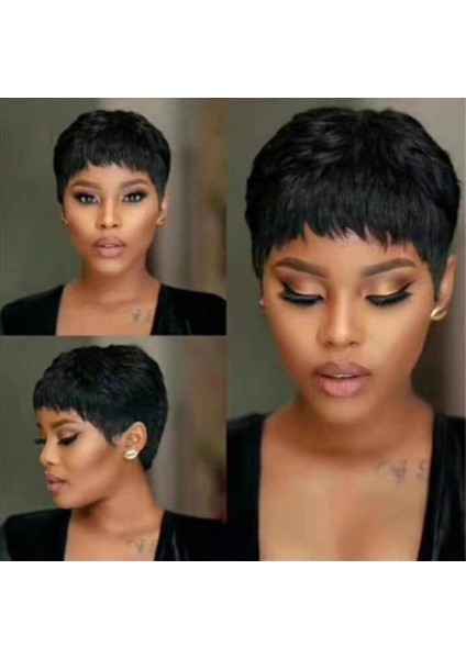 Sınır Ötesi Sıcak Satış Avrupa ve Amerika Dış Ticaret Peruk Afrikalı Kadın Siyah Kısa Düz Saç Fabrikası Stokta (Yurt Dışından)