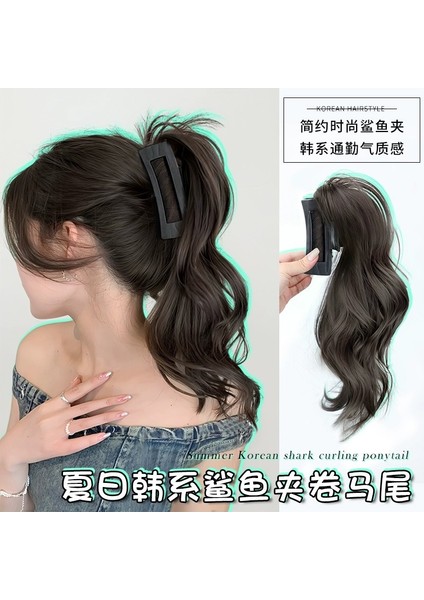 Peruk Kadın Uzun Saç Örgü Simülasyon Tatlı Serin Sıcak Kız Işık Köpekbalığı Klip Şelale Çeşme Yarım Kravat Yüksek At Kuyruğu Kıvırcık Saç (Yurt Dışından)