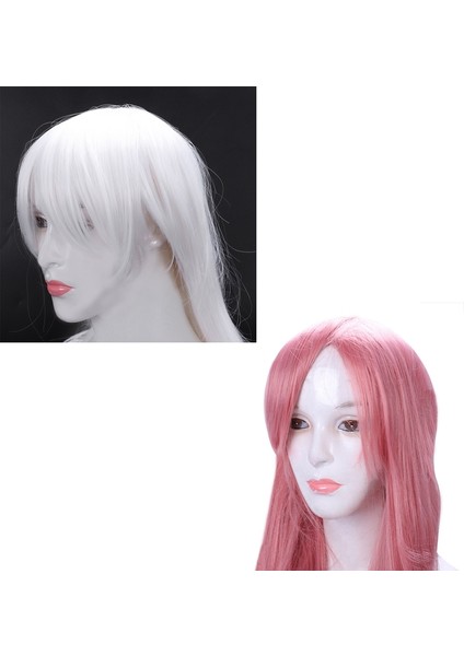 Adet 80CM Cosplay Peruk Uzun Düz Saç Peruk Isıya Dayanıklı Peruk, Beyaz ve Pembe (Yurt Dışından) modelleri