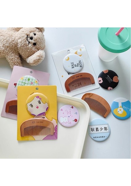 Karikatür Ayna Saç Fırçası Tarak Seti Aktivite Spor Salonu Taşınabilir Küçük Ayna Anti-Vida Saç Fırçası Kadınlar Için Bebek Anne-Çocuk Şeyler (Yurt Dışından) fiyatları