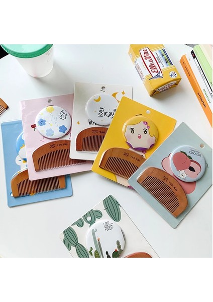 Karikatür Ayna Saç Fırçası Tarak Seti Aktivite Spor Salonu Taşınabilir Küçük Ayna Anti-Vida Saç Fırçası Kadınlar Için Bebek Anne-Çocuk Şeyler (Yurt Dışından) modelleri