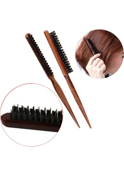 Kadın Lady Kız Trendy Yüksek Standart Doğal Domuzu Kıl Ahşap Saç Fırçası Tarak Saç Araçları (Yurt Dışından)