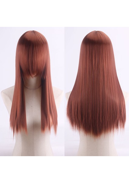 Shengda Cosplayanime Peruk Yüksek Sıcaklık Fiber Gül Net RENKLI60CMKALIN Uzun Düz Saç Dış Ticaret (Yurt Dışından) modelleri