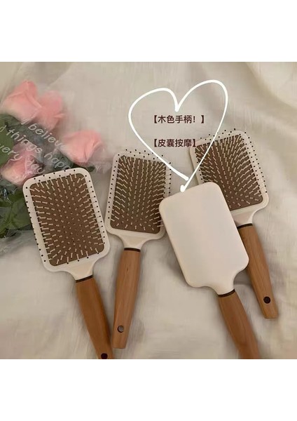 Güney Kore Ins Basit Hava Yastığı Tarak Ahşap Saplı Anti-Statik Kıvırcık Saç Masaj Tarak Güzel Görünümlü Tarak (Yurt Dışından)