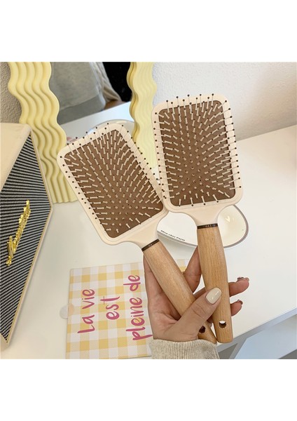 Güney Kore Ins Basit Hava Yastığı Tarak Ahşap Saplı Anti-Statik Kıvırcık Saç Masaj Tarak Güzel Görünümlü Tarak (Yurt Dışından) fiyatları