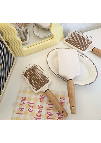 Güney Kore Ins Basit Hava Yastığı Tarak Ahşap Saplı Anti-Statik Kıvırcık Saç Masaj Tarak Güzel Görünümlü Tarak (Yurt Dışından) fırsatları