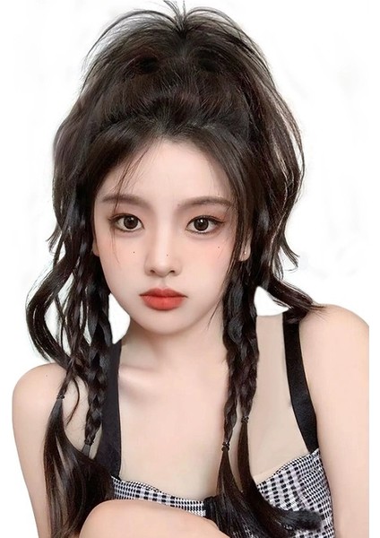 Yanlış Örgüler Kadın Yapay Insan Saç Milenyum Sıcak Kız Yaz Kadın Grup Tarzı Yüksek At Kuyruğu Boks Örgüsü Bir At Kuyruğu Peruk (Yurt Dışından) indirimleri