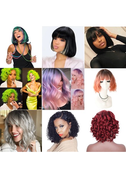 Avrupa ve Amerika Yeni Kadın Peruk Patlama Kısa Kıvırcık Saç Kadın Yüksek Sıcaklık Fiber Sentetik Peruk Stokta (Yurt Dışından)