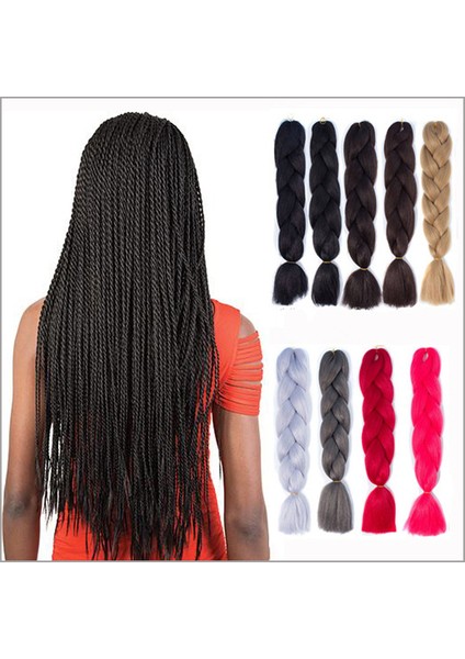 Büyük Örgü Tek Renkli Renkli Kimyasal Elyaf Büyük Örgü Afrika Dreadlocks Peruk Saç Uzatma ve Örgü Dreadlocks Büküm Örgü (Yurt Dışından)