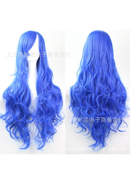 Peruk Cos Peruk 80 cm Uzun Kıvırcık Saç Yüksek Sıcaklık Fiber Çok Renkli Kıvırcık Saç Anime Doğrudan Satış Avrupa ve Amerika (Yurt Dışından) fırsatları