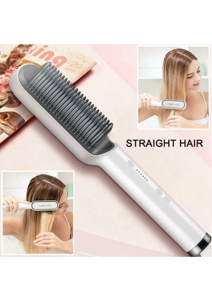 Saç Düzleştirici 909B Profesyonel Elektrikli Fırça Isıtmalı Tarak Düz ve Kıvırcık Şekillendirme Aracı (Yurt Dışından) fiyatları