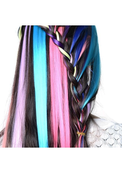 13 Parça Renkli Klips 55CM Düz Sentetik Saç Parçaları, Gökkuşağı (Yurt Dışından) modelleri