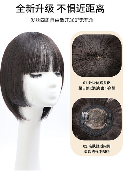 3D Prenses Kesim Patlama Peruk Kadın Kafa Saç Değiştirme Doğal Alın Peruk Seti Dikişsiz Simülasyon Kapak Gri Saç Sahte Patlama (Yurt Dışından) modelleri