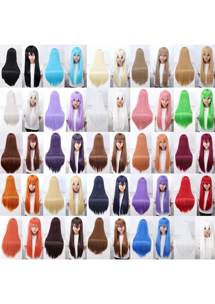 Anime Peruk Rengi Uzun Düz Saç Avrupa ve Amerika Cosplay Aliexpress Çok Satan Ürün 80 cm (Yurt Dışından) fiyatları