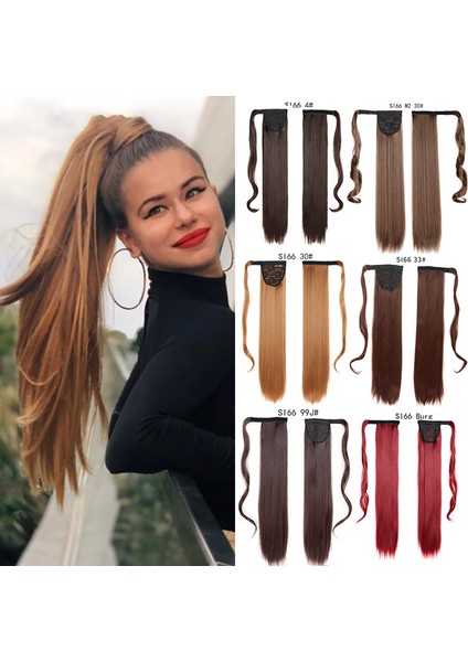 At Kuyruğu Uzantıları Uzun Avrupa ve Amerikan Düz Saç Velcro At Kuyruğu Fiber At Kuyruğu Örgü Çok Renkli Peruk Fabrika (Yurt Dışından)