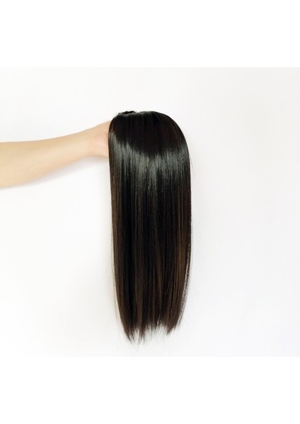 Simülasyon Peruk Seti Siyah Orta Uzunlukta Düz Saç Üst Saç Takviye Parçası Kadın Kapak Gri Saç Nefes Peruk Seti (Yurt Dışından) modelleri