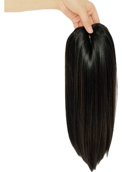 Simülasyon Peruk Seti Siyah Orta Uzunlukta Düz Saç Üst Saç Takviye Parçası Kadın Kapak Gri Saç Nefes Peruk Seti (Yurt Dışından) indirimleri