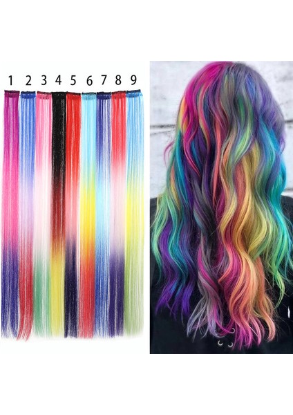 Yeni Avrupa ve Amerikan Tarzı Peruk Kadın Renkli Saç Uzatma Tek Parça Tek Klip Dikişsiz Degrade Renk Peruk Stokta Set (Yurt Dışından)