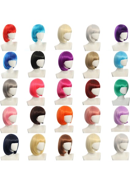 Cosplay Gece Kulübü Performansı Bar Eğik Patlama Kadın Kısa Saç Pembe Bej Beyaz Mavi Bobo Bobhaircut Peruk (Yurt Dışından) fiyatları