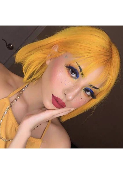 Peruk Kadın Rengi Kısa Saç Saç Hava Patlama Bobo Düz Saç Sentetik Peruk (Yurt Dışından) fiyatları