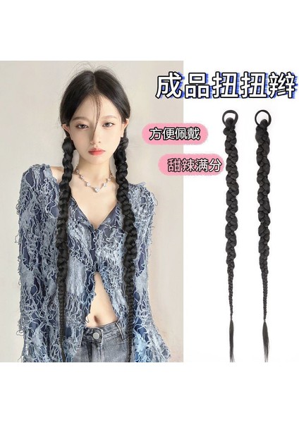 At Kuyruğu Peruk Kadın Uzun Saç Boks Dreadlocks Çiftleri At Kuyruğu Internet Ünlü Aynı Stil Yeni Çin Bükülmüş Büküm Büküm Uzun Örgü Stokta (Yurt Dışından) modelleri