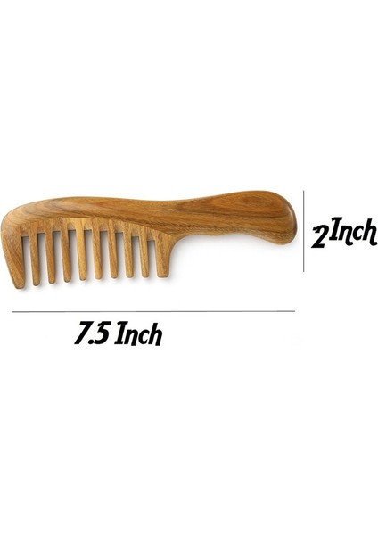 2x Geniş Diş Doğal Sandal Ağacı Saç Tarağı - Pürüzsüz Saplı Statik Ahşap Dolaşık Açıcı Tarak (Yurt Dışından) modelleri