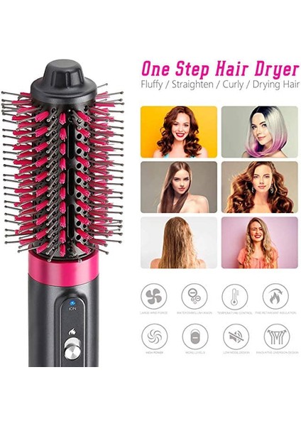 Sıcak Hava Fırçası Doğrultma | Saç Kurutma Makinesi Tarağı | Taraklı Dolgunlaştırıcı | Düzleştirici Bigudi Salon Negatif Iyon SeramikÜfleme Sıkma Kurutucu Döner Fırça (Yurt Dışından) fırsatları