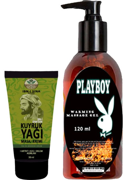 Kuyruk Yağı Kremi Kas Sırt Bel El Ayak Kullanım 50 ml + 1 Adet 120 ml Playboy Isıtıcılı Masaj Yağı
